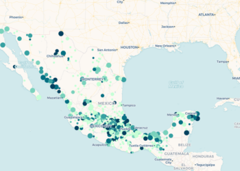 Este mapa digital muestra los casos en tiempo real de Covid-19 en México