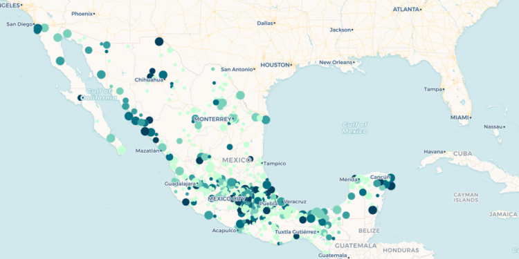 Este mapa digital muestra los casos en tiempo real de Covid-19 en México