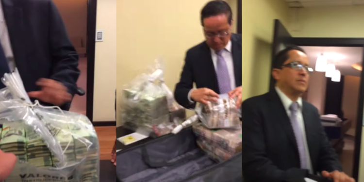 Circula video de exfuncionario del Senado recibiendo fajos de billetes; ¿Emilio «L» está implicado??