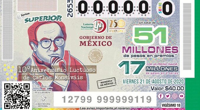 Lotería Nacional homenajea a Monsiváis con billete