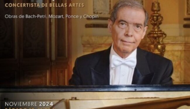 El pianista Héctor Rojas interpretará obras de Ponce, Bach, Petri, Chopin y Mozart en el Museo Nacional de Arte
